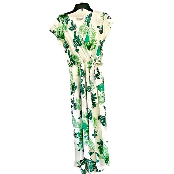 dream of me Dresses & Skirts - 🍀Dream of Me Palm Banana Leaf Tropical Maxi Wrap Dress Sz L
